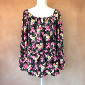 Betsey Johnson Adorable Floral Peplum Top Small